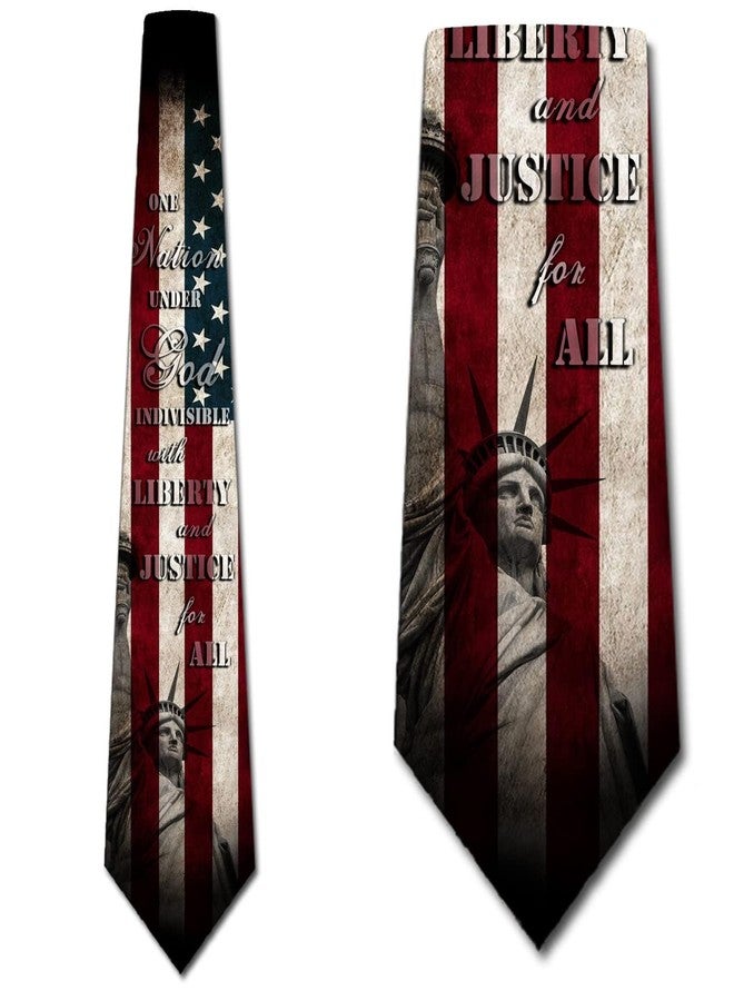 Three Rooker Flag Ties Mens Pledge of Allegiance Necktie Statue of Liberty Tie Patriotic Ties - Image 2